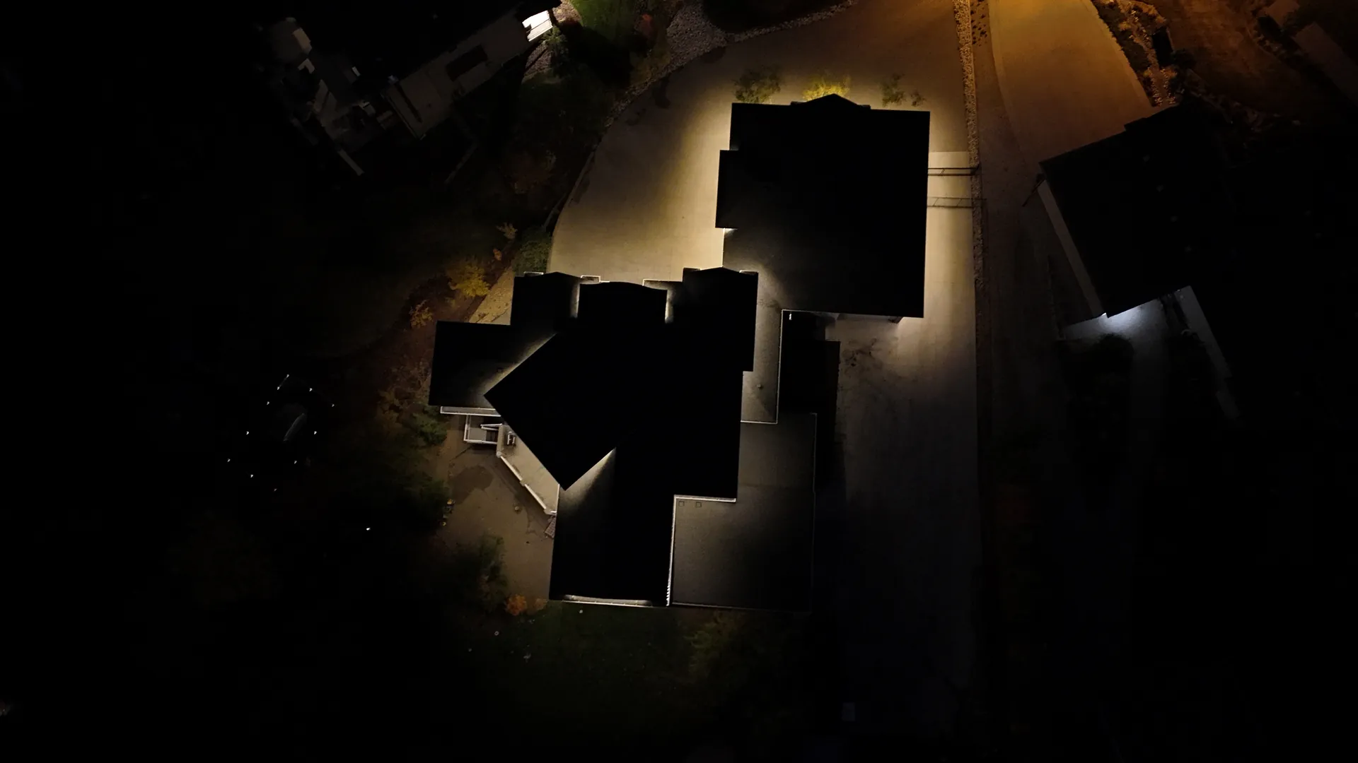 Overhead shot of permanent lighting installation in St. Albert